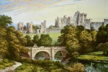 Chromolithograph of Alnwick Castle by Alexander Francis Lydon