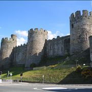 A view of the Conwy castle's massive defensive wall